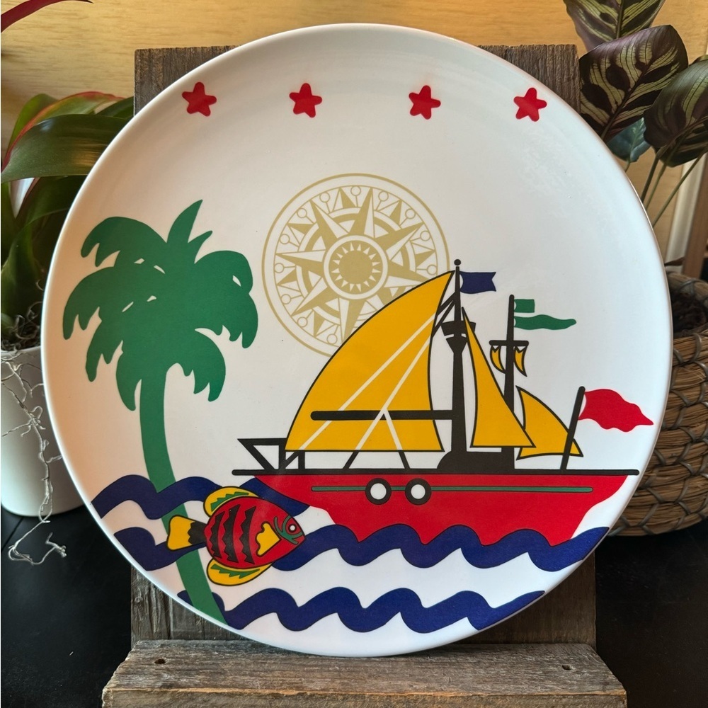 VINTAGE Taipro Melamine Sailboat Ocean Platter Plate